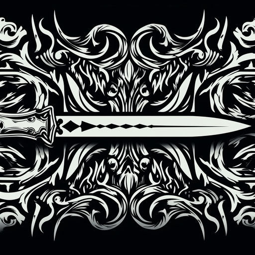 Pattern on the side of the knife, symbolic style, simplistic vector art