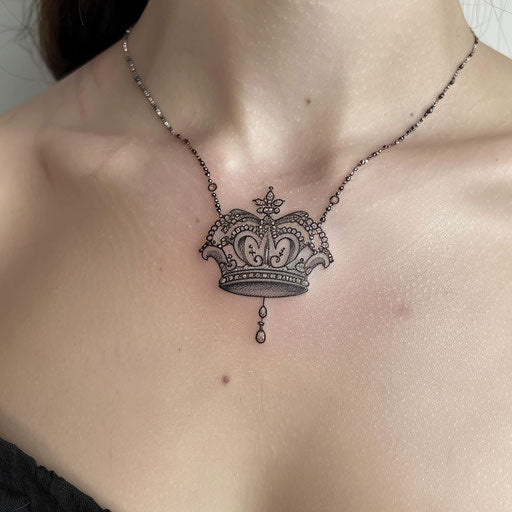 Simple crown tattoo, Humberto Ramos style, collarbone