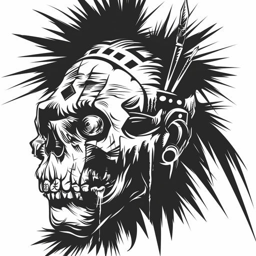 Shrunken head with tribal marks