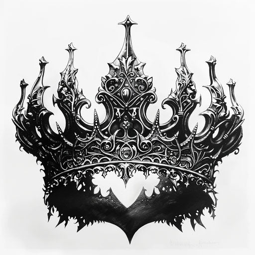 Design of gothic queen crown tattoo