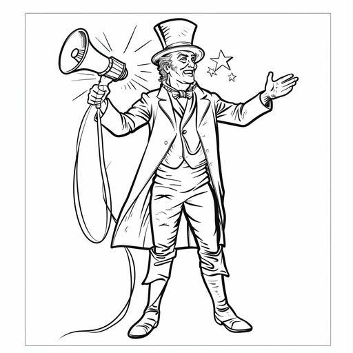 Ringmaster directing the show with megaphone
