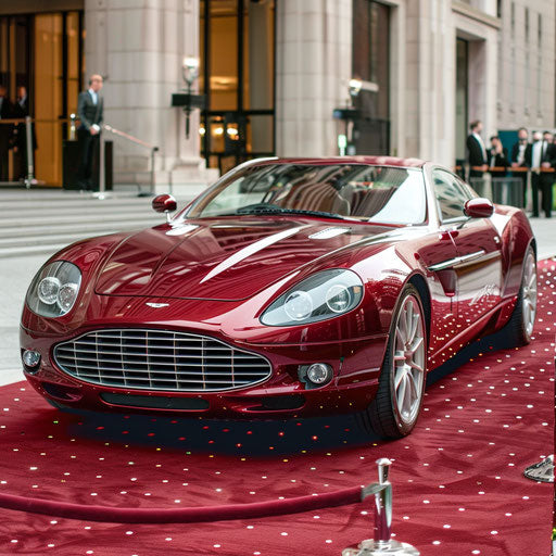 Luxury limousine based on sports car arriving at red carpet event