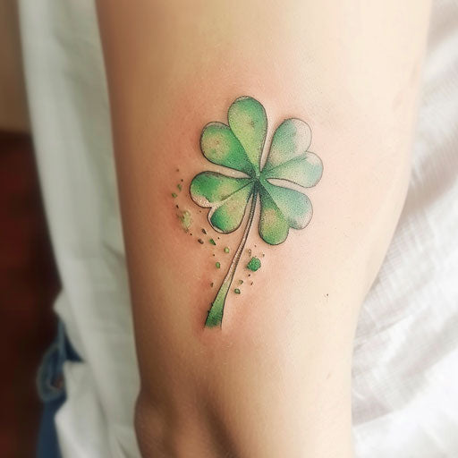 Watercolor shamrock tattoo in soft green shades