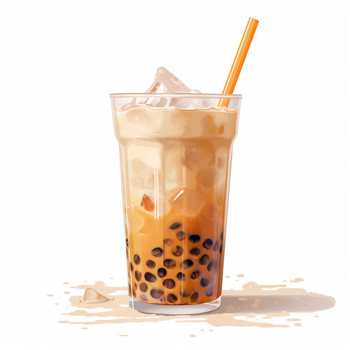 Bubble tea clipart in the style of oil painting