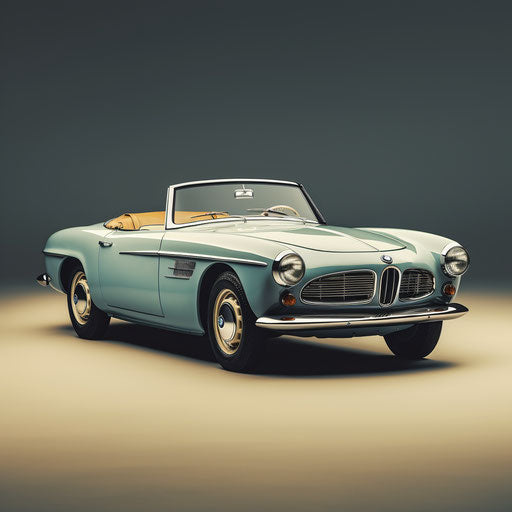 Classic convertible BMW car with the top down