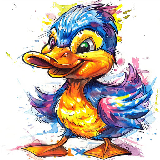 Whimsical cartoon duck tattoo design