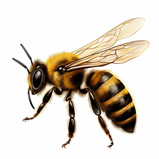 Bee illustration in Chiaroscuro Art style, on white background