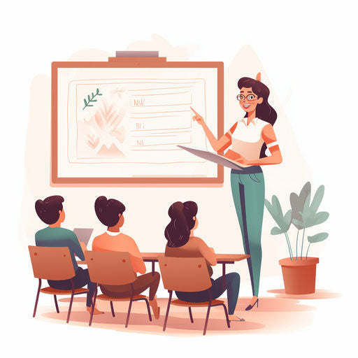 Teacher teaching clipart in Minimalist style on white background