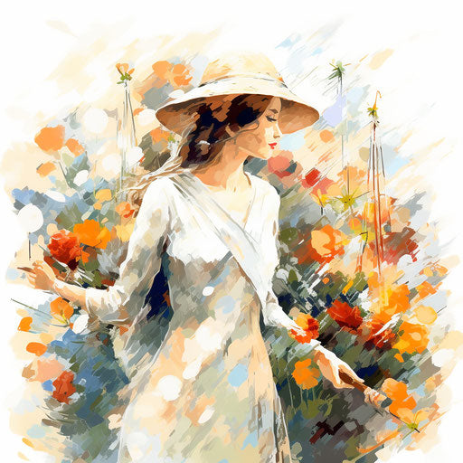 Artistic silhouette in Impressionistic style, on white background