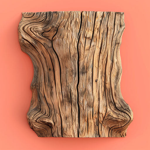 Realistic wood clipart on a flat, vibrant coral background