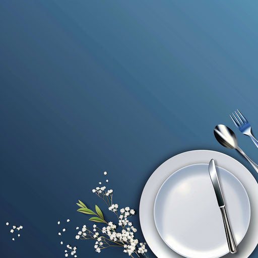 Realistic dinner clipart on flat indigo background