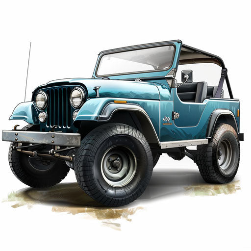 Realistic jeep clipart on a flat white background