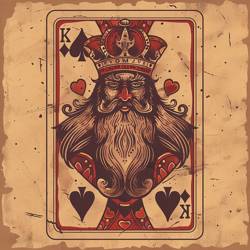 Rustic flat tattoo sketch of king of hearts