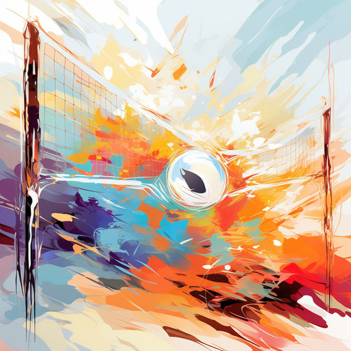 Volleyball net clipart in Impressionistic Art style, on white background