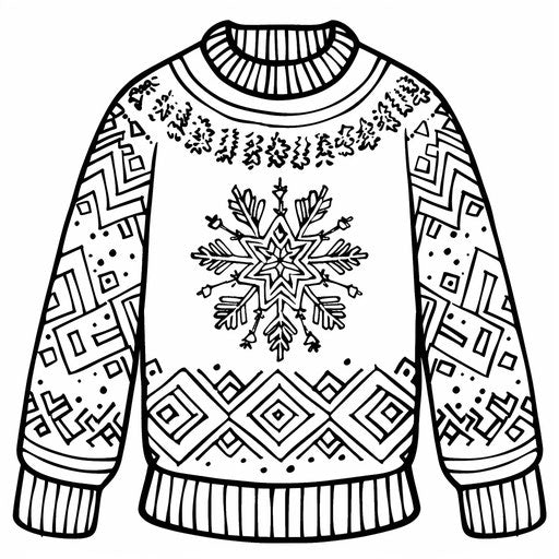 Sweater with snowflake, simple and bold outline