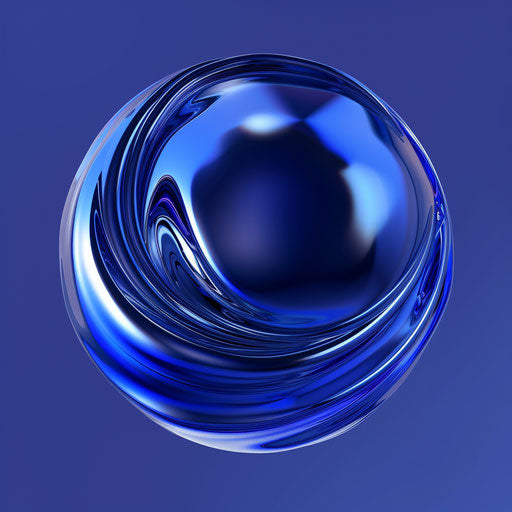 Realistic mercury clipart shines on royal blue background