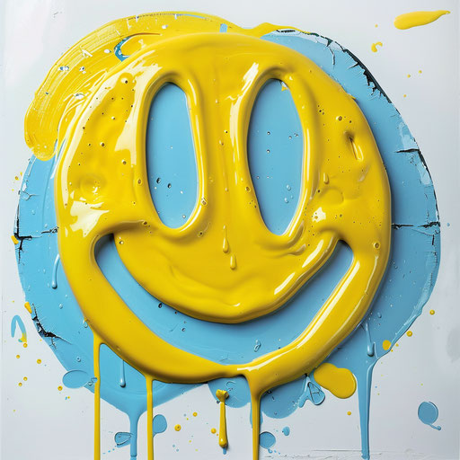 Happy face meme poster for fridge, animated gifs style, white background