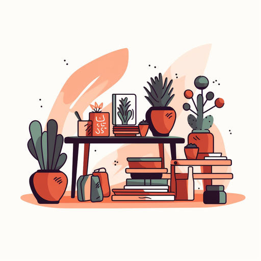 Minimalist garage sale clipart on white background