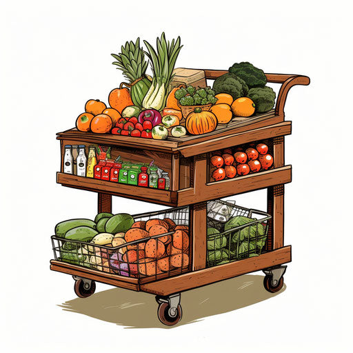 grocery clipart in the style of Chiaroscuro Art