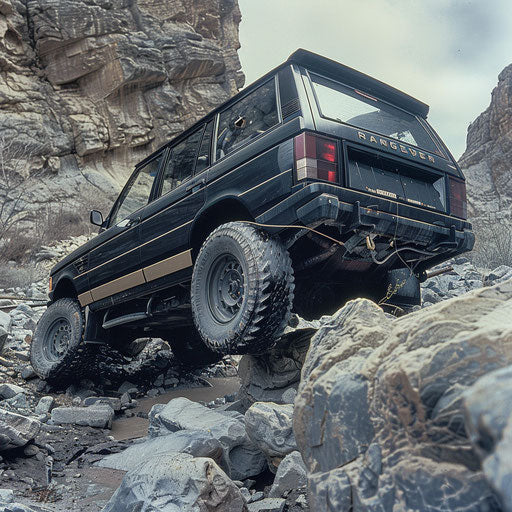 Modified 1993 off-road vehicle on rocky terrain