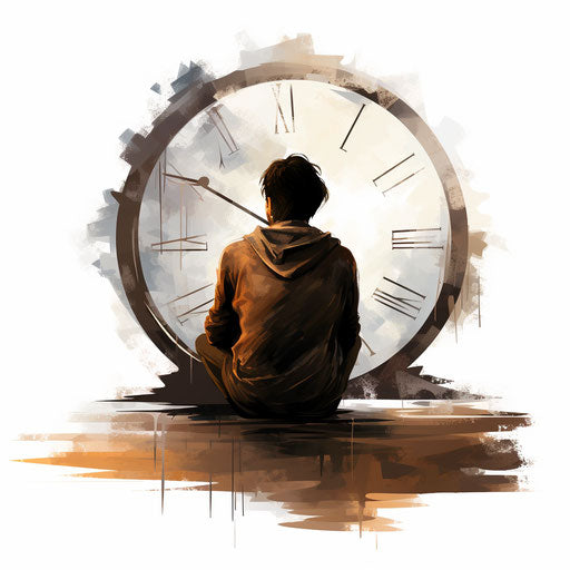 Patience in the style of Chiaroscuro Art, on white background