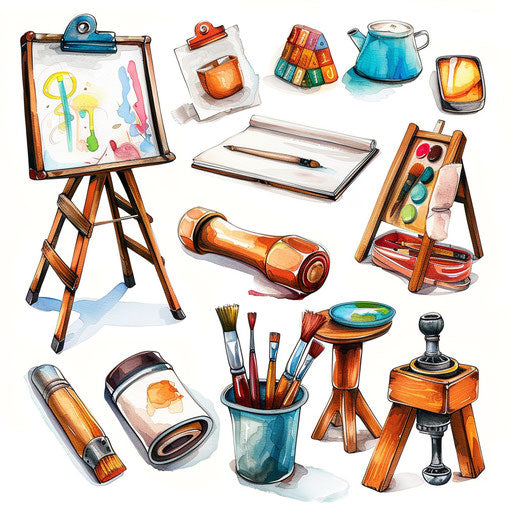 Hobbies clipart in a photorealistic style on white background