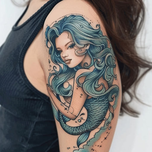 Captivating neo-traditional mermaid tattoo