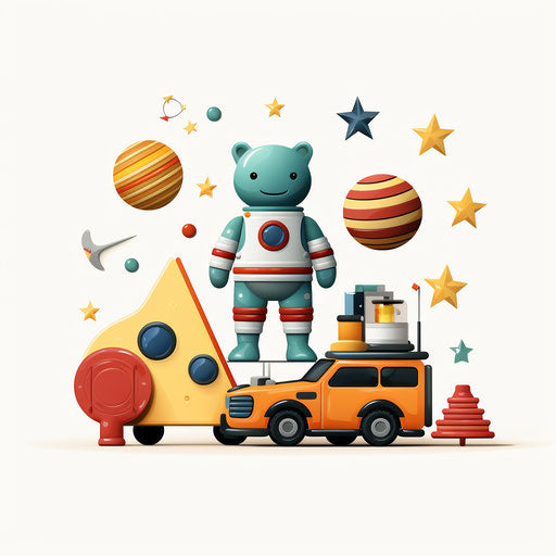 Toys clipart in the minimalist style, on a white background