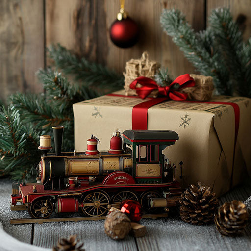 Vintage toy train as Christmas gift