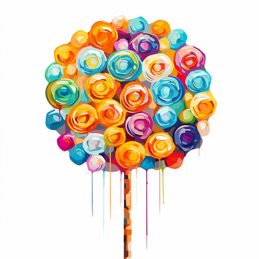 Lollipop illustration in the style of Impressionistic Art