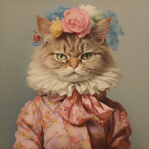Louis Wain cat dressed as a woman