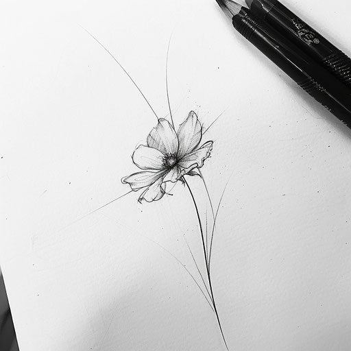 Stylish sketch of a single cosmos in a modern design