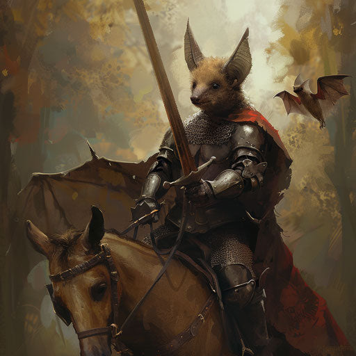 Bat in medieval joust on a noble steed
