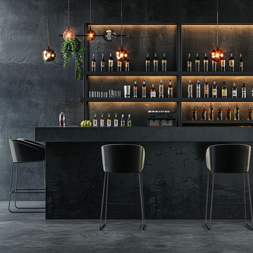 Realistic bar clipart on flat slate grey background