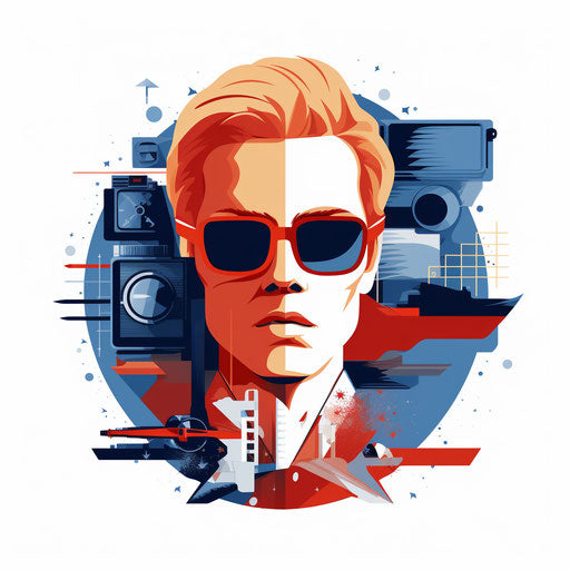 Minimalist movie clipart on white background