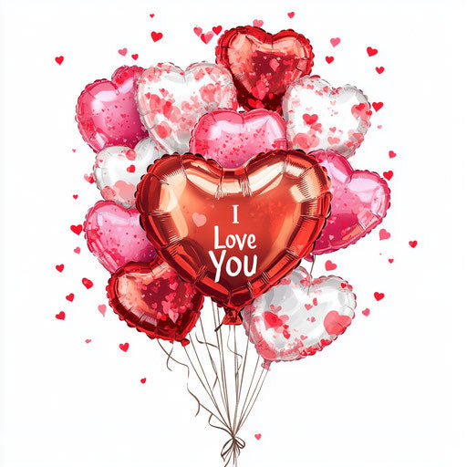 Love bouquet, heart balloon for Valentine's Day