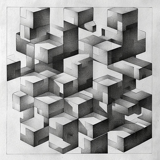 Geometric tattoo pattern with illusion of depth