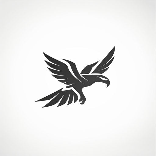 Minimalist eagle logo with a simple icon and modern typography on white background