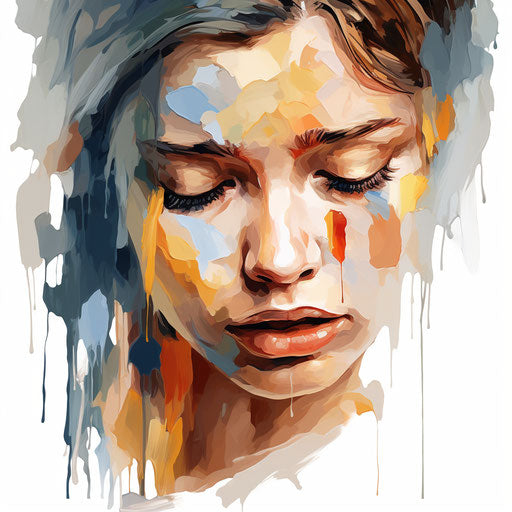 Weeping clipart in the style of Impressionistic Art