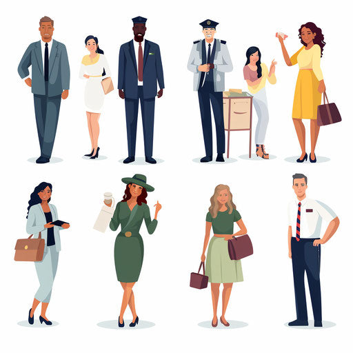 Minimalist career clipart on white background