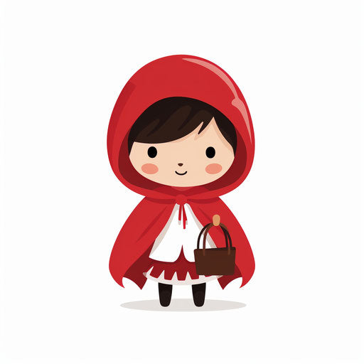 Little red riding hood in minimalist style on white background