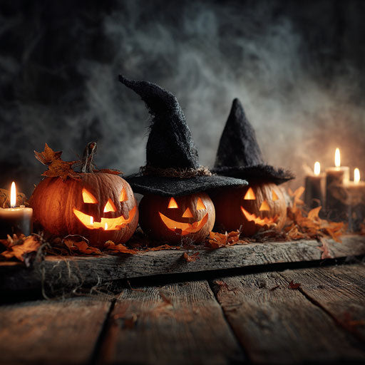 Classic Halloween Scene with Glowing Jack-o'-Lanterns