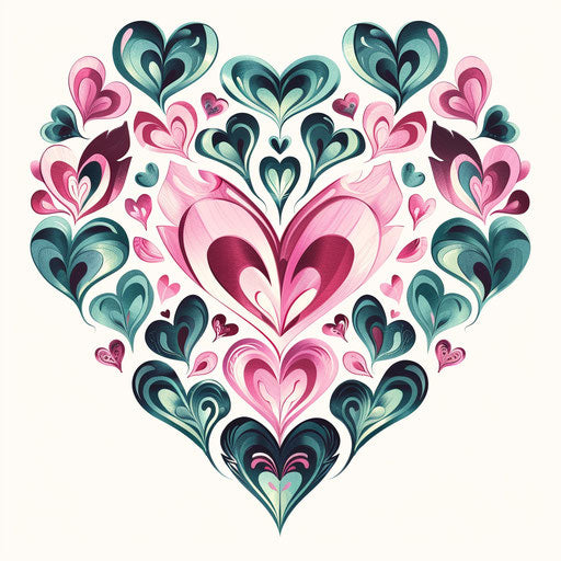 Pink heart on white background, soft and dreamy, tonal variations