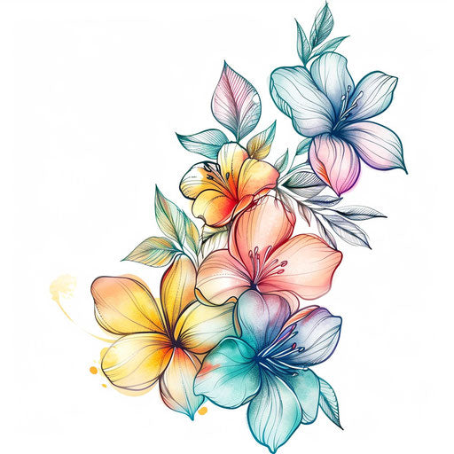 Elegant and delicate rainbow tattoo sketch