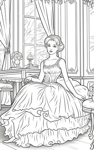 Ballerina on bed coloring, Pont-Aven school style