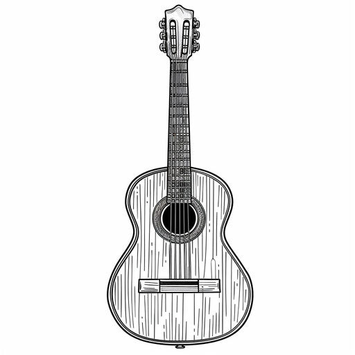 Simple guitar with bold strings for easy coloring