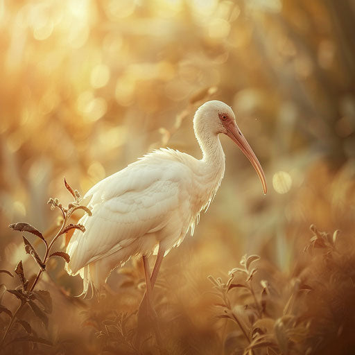 Ibis bird with soft lighting in a natural habitat