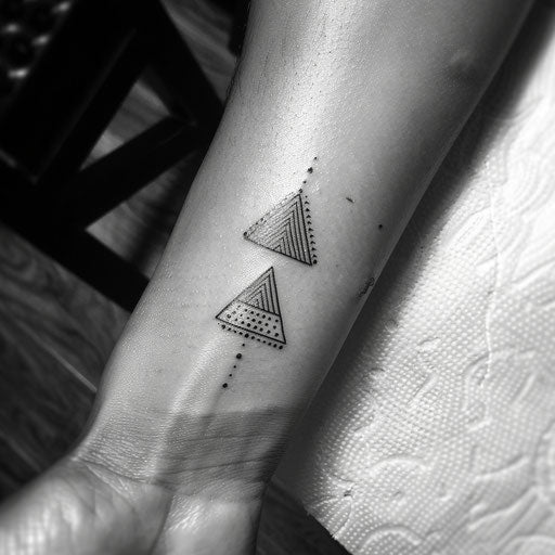 Three points arranged in triangular formation in bold ink