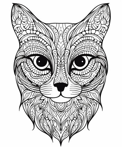 Adult coloring category: abstract animal motif tattoo cat