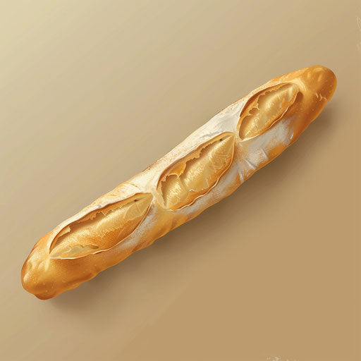 Baguette clipart with random flat background and realistic texture